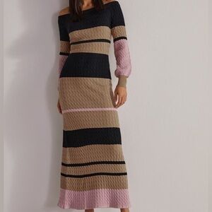 Favorite Daughter Dress Off-Shoulder Striped‎ Cable Knit Sweater Maxi Sz XS